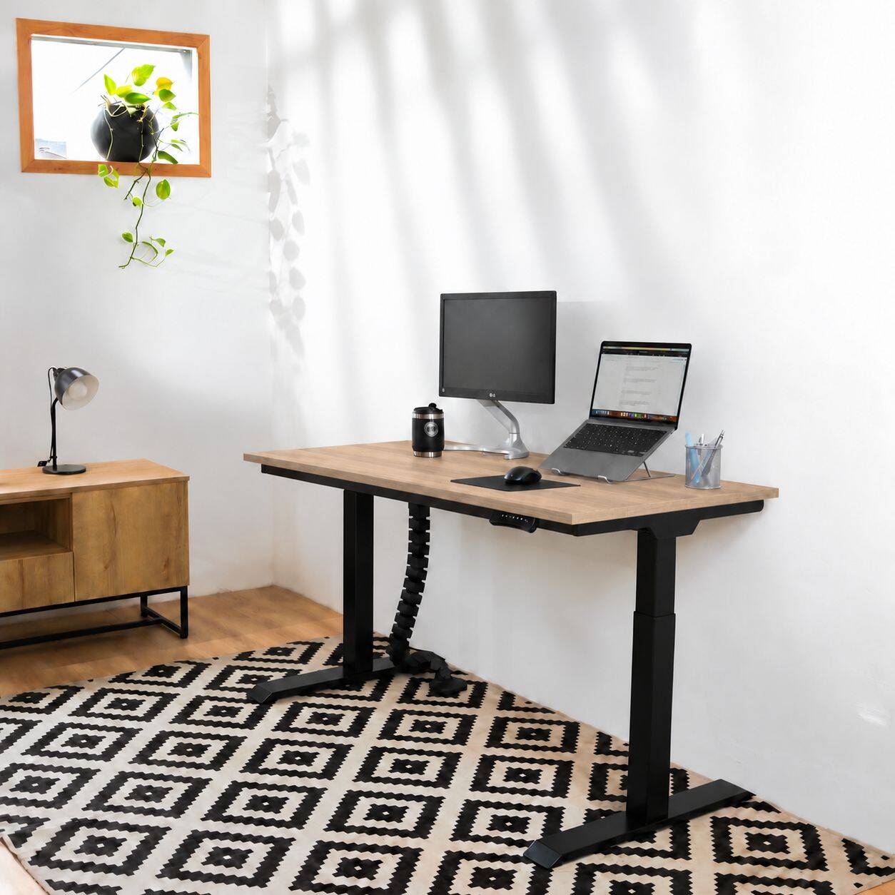 Escritorio Sit and Stand Negro Rovere - 2