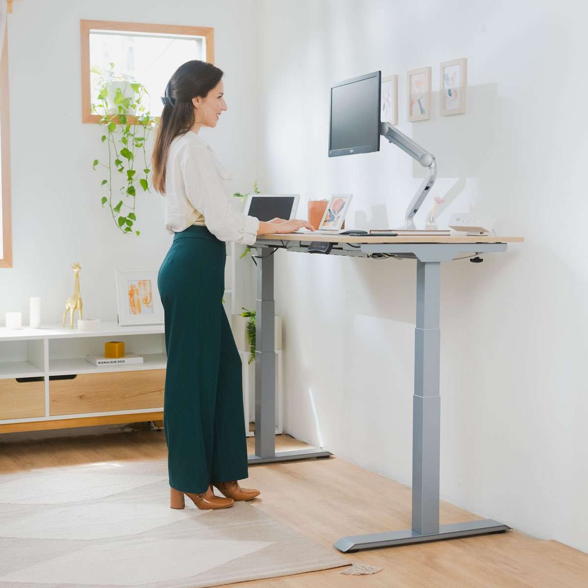Sit&Stand-gris escritorio de altura regulable