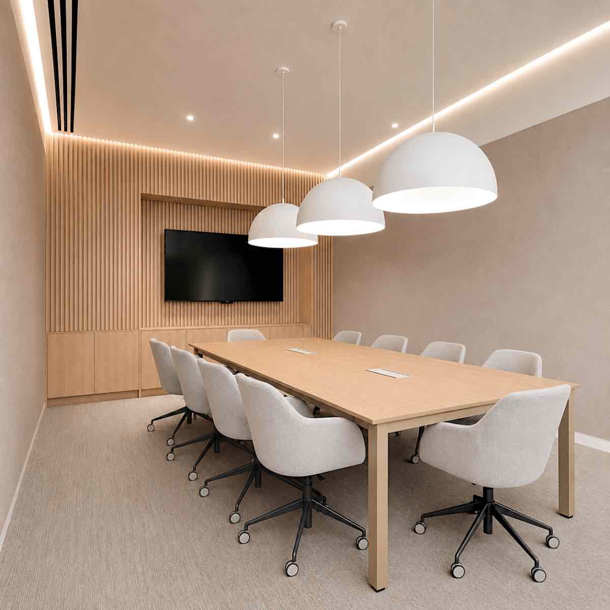 Sala de reuniones - Quadra y Mina Móvil Gris - Nórdico-Taupe